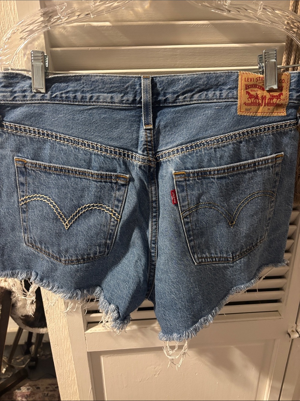 Levi's Light Blue Denim Cutoff Shorts with Frayed Hem
